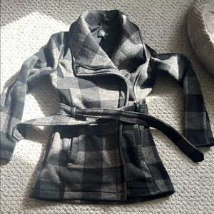 Coffee Shop Plaid Wrap Coat with Belt